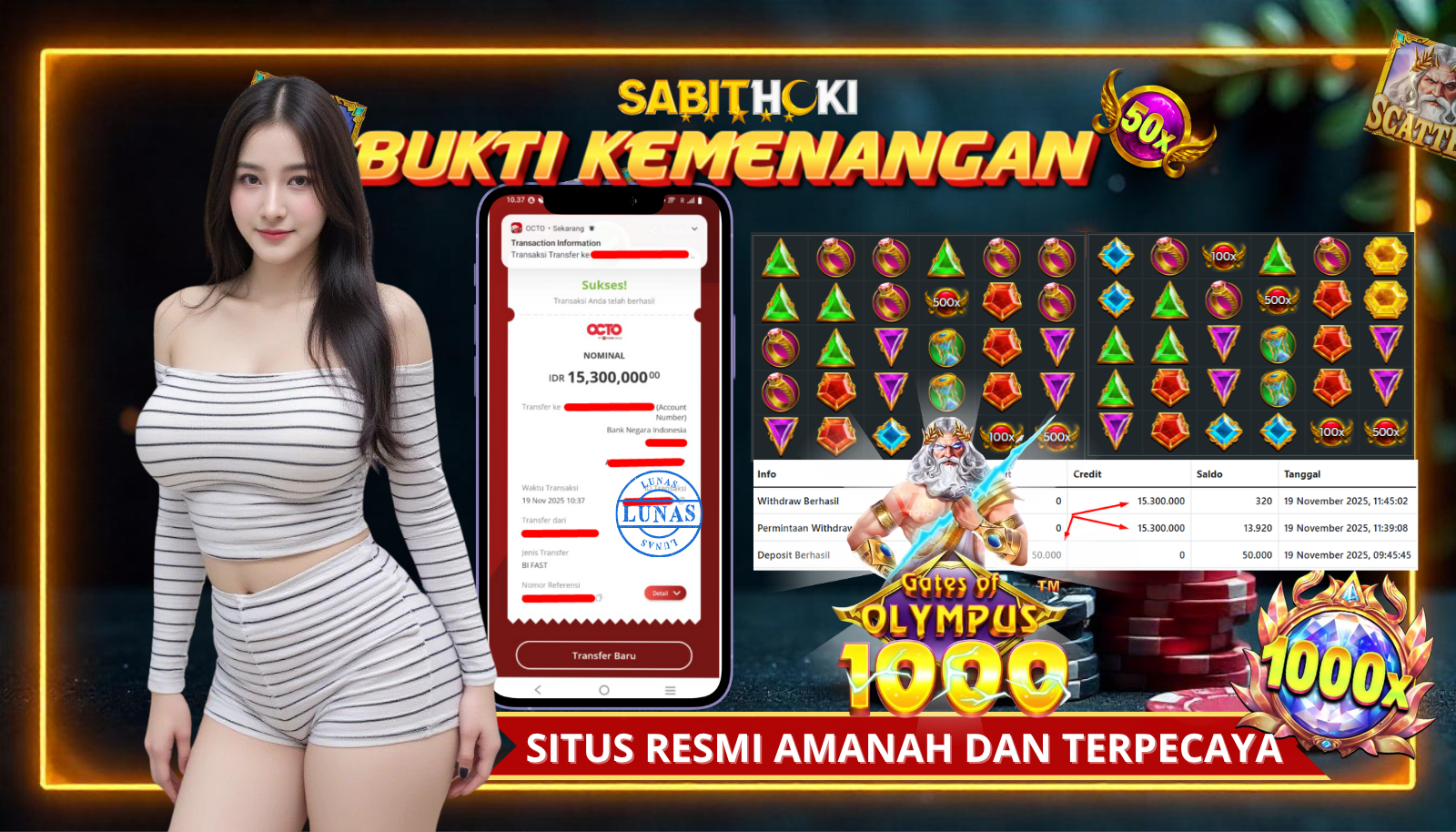 SELAMAT KEPADA MEMBER SETIA SABITHOKI YANG BERHASIL JACKPOT DI PERMAINAN GATES OLYMPUS